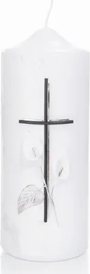 Produktbild von Trauerkerze mit verziertem Ornament, Wiedemann, 200/78 mm, Gedenkkerzen