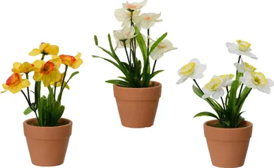 Produktbild von Künstliche Blumen im Topf Narzissen 18cm 1 Stück sortiert
