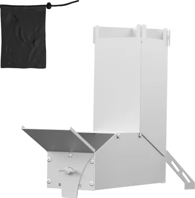 Productafbeelding van QEENTOE Zilverkleurig elektrisch raketoefensysteem, gemaakt van massief staal, geschikt voor terras en tuin, en geschikt voor Dutch ovens en outdoor barbecues