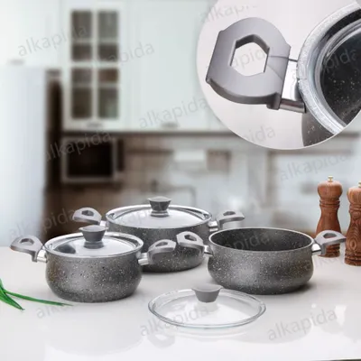 Produktbild von OMS Topfset 6-teilig, Aluminium/Granit, grau