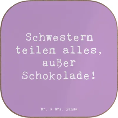 Produktbild von Mr. & Mrs. Panda Untersetzer Glas Spruch Schwestern Liebe - Lavendeltraum - Geschenk, Tischschoner, Tasse, Teilen, Geschwisterliebe, einzigartige Designs, für Gläser