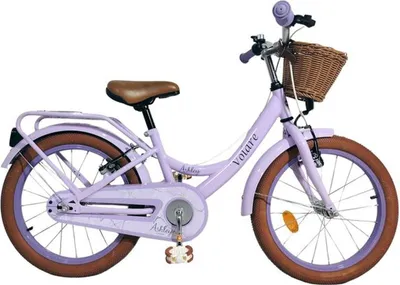 Image de Vélo pour enfants Volare Ashley 14 pouces pour filles – Design violet avec roues d'entraînement amovibles et deux freins à main