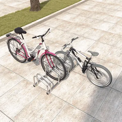 Produktbild von YZNAHRE Fahrradständer für 4 Fahrräder Fahrradhalter Aufstellständer Boden und Wand Montage 37cm Radabstand Verzinken Mehrfachständer für 30-65mm Reifenbreite Mountainbike Rennrad MTB, Silber