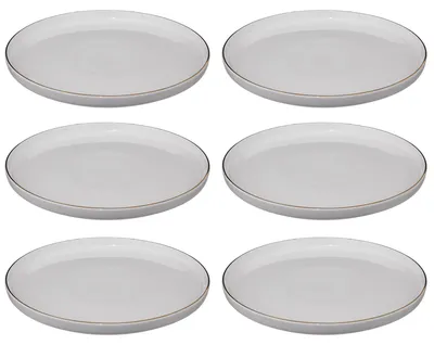 Zdjęcie produktu dla Talerze obiadowe porcelanowe SUBLIMA, złota obwódka, 6 sztuk x Ø 27 cm