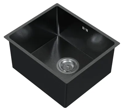 Produktbild von HAGO24 Edelstahl Einbauspüle 40x34cm Anthrazit Küchenspüle Spülbecken Schallschutz Kondensschutz Ablaufgarnitur Siphon
