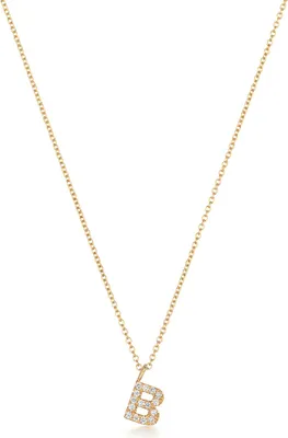 Produktbild von Wunderschöne 18 Karat (750) Gold Buchstaben / Initiale Damen - Diamant Anhänger mit Kette Brillant-Schliff H - SI2; TRS35499LTB