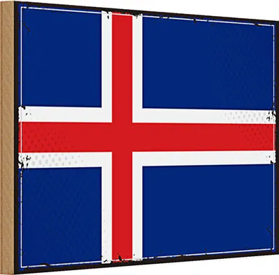 Produktbild von Holzschild Flagge Island 30x20cm Retro Flag of Iceland