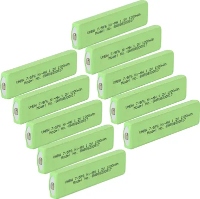 Produktbild von vhbw 10x Akkuzelle kompatibel mit Panasonic SJ- MJ10, MJ15, MJ17, MJ75, MJ35, MJ55, MJ70 CD Player (1100 mAh, 1,2 V, NiMH), Akku 7/5F6, Button Top