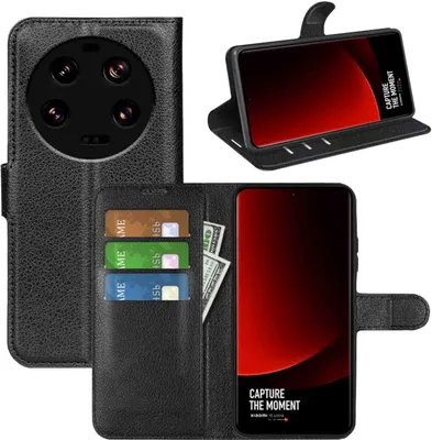 Image de Étui pour téléphone Xiaomi 13 Ultra, noir, en simili cuir, nouveau