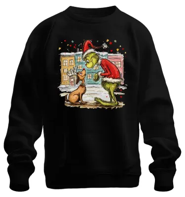 Produktbild von Grinch Rentier rote Nase Weihnachten lustig Geschenk Retro Sweatshirt Pullover, Schwarz, XXL