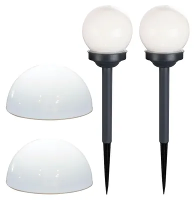 Produktbild von 4er Set LED Solar Außenleuchten in Kugel- und Halbkugel Form