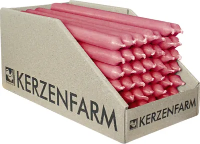 Produktbild von Stabkerzen aus Paraffin, 180/13 mm, Altrosa, KERZENFARM HAHN, Brenndauer ca. 3,5h, 49 Stück pro Verpackung