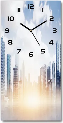 Produktbild von Wanduhr aus Glas – 30x60 cm - Glasbild - Glasuhr - Gehärtetes Glas -Wolkenkratzer