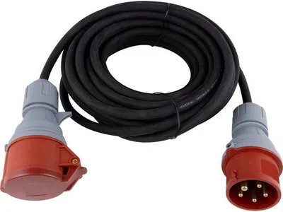Productafbeelding van Verlengkabel voor buiten, IP44, sterke stroomkabel 10 m, 11000 W, 400 V, zwart