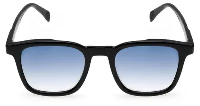 Image de Lunettes de lecture teintées, rectangulaires, correction +1,50, monture noire, verres bleus, pour une utilisation en extérieur