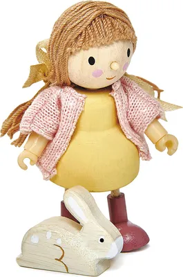 Produktbild von Tender Leaf Toys Amy & Hase (Puppe mit Hase, aus Holz, Kinderspielzeug) 7508146