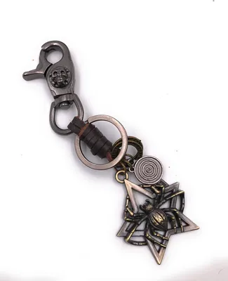 Produktbild von Onwomania Schlüsselanhänger Spinne Leder Krabbeltier Hausspinne Spinnennetz Metall Anhänger Charm