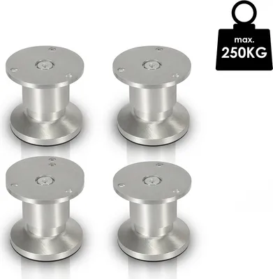 Obrázek produktu pro 4X Nábytkové nožičky Podpěrná noha gauče Nastavitelná noha skříně Skříňka Noha pohovky Noha postele - hliníková 180 mm