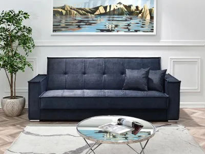 Produktbild von Dreisitzer-Sofa IRCHAD – Dunkelblau/Chrom