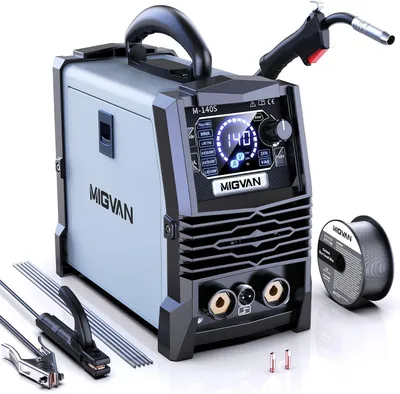 Zdjęcie produktu dla Spawarka do spawania drutem bez gazu, synergiczna, 3 w 1 (MIG/TIG/MMA), z IGBT, z przewodem 1,0 mm i palnikiem MIG