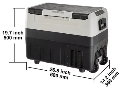 Immagine prodotto di Frigorifero portatile per auto - Modello a compressore, ideale per il campeggio - Trasportabile con ruote - 12V/24V - 45 litri - Nero