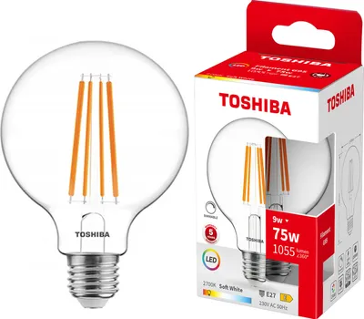 Zdjęcie produktu dla Żarówka LED E27 G95 9W = 75W 1055lm 2700K Ciepła Filament Ściemnialna TOSHIBA
