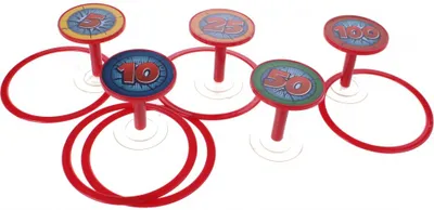 Produktbild von Ringspiel Wurfspiel Rot mit Saugnapf, 5-teilig, für Kinder 2-8 Jahre