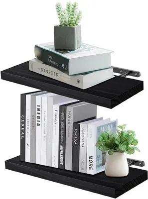 Immagine prodotto di Set di 2 mensole da parete in legno nero Azomor per un uso versatile in casa
