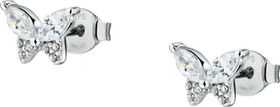 Produktbild von Silberne Ohrringe Schmetterlinge mit Zirkonen Silber LPS01AWV91