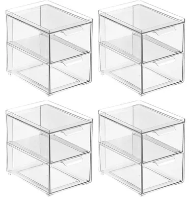 Produktbild von mDesign Schubladenbox Organizer Aufbewahrung Stapelbar 4er-Set Transparent