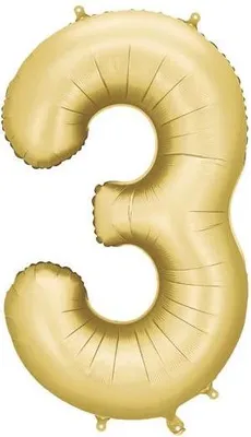 Image de Ballon en plastique nombre "3", 86cm, or