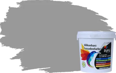 Produktbild von RyFo Colors Silikonharz Fassadenfarbe Lotuseffekt Trend Elefantengrau 1l - bunte Fassadenfarbe, weitere Grau Farbtöne und Größen erhältlich, Deckkraft Klasse 1