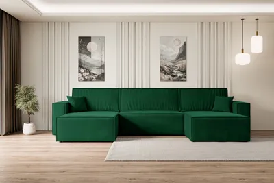 Produktbild von ALTDECOR Ecksofa mit Schlaffunktion und Bettkasten Corner Sofa Eckcouch Couch U-Form universal, links/rechts Schlafcouch Ausziehbar Wohnlandschaft Schlafsofa CELTIC-XLU - 377x143x83cm Grün