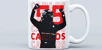 Zdjęcie produktu dla Kubek Carlos Sainz z motywem F1, kubek Formuła 1, kubek kierowca F1, prezent dla F1, prezent Formuła 1