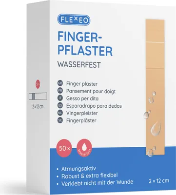 Produktbild von FLEXEO Fingerpflaster wasserfest beige 2 x 12 cm, 50 Pflaster