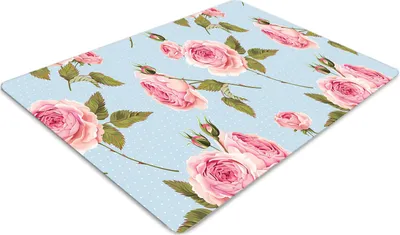 Produktbild von Stuhlunterlage Bürostuhlunterlage 120 cm x 90 cm Bodenmatte Bürostuhlunterlage - Rosen mit Blättern.