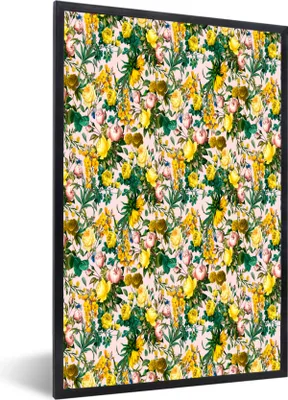 Produktbild von MuchoWow® MuchoWow® Gerahmtes Poster Blumen - Rosen - Gelb 40x60 cm - Poster mit zchwarzem Bilderrahmen - Papierdruck - Wandbilder