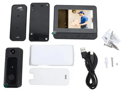 Immagine prodotto di Videocitofono wireless con telecamera 1080p HD grandangolare, visione notturna, comunicazione bidirezionale, Wi-Fi intelligente con monitor per la sorveglianza domestica