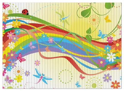 Produktbild von Wallario Duschmatte Antirutschmatte Badmatte Fußmatte Regenbogen im Sommer - Bienchen und Blümchen, Größe ca. 90 x 65 cm