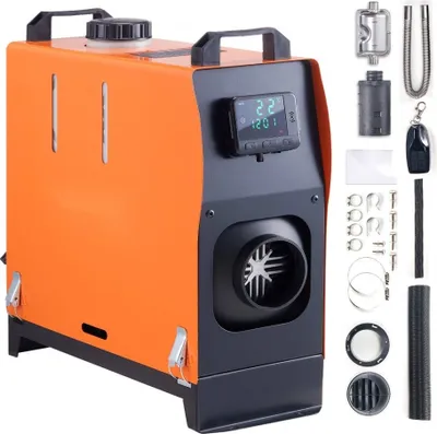 Obrázek produktu pro Vzduchový naftový ohřívač 12V 5kW - parkovací ohřívač, ohřívač vzduchu, vzduchový naftový ohřívač - 0,12-0,52 l/h s LCD displejem a dálkovým ovládáním - Vzduchový naftový ohřívač