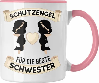Produktbild von Trendation - Schutzengel Schwester Tasse Geschenk für Schwester Geschenkidee Beste Schwester Geburtstag (Rosa)