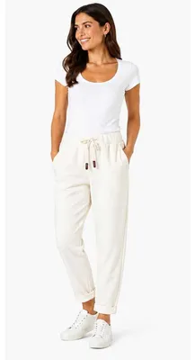 Produktbild von Damen Jogginghose mit Kordelzug – Bequeme Freizeithose mit Taschen, elastischer Bund, schmaler Schnitt Ecru/S/M