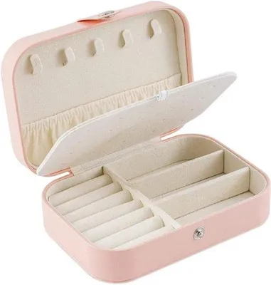 Produktbild von Schmuckkoffer in Kunstleder-Design, ideal für Ringe, Ohrringe, Ketten und Armbänder, Geschenkverpackung für Mädchen und Frauen.