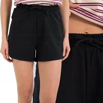 Produktbild von Damen-Sweatpants aus Baumwolle, kurz, zum Binden, bequem, MORAJ XXL SCHWARZ