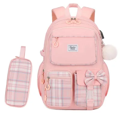 Imagen del producto de Conjunto de dos piezas para mochila escolar para niñas, con estuche incluido