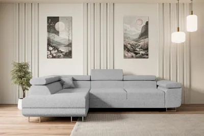 Produktbild von ALTDECOR Ecksofa mit Schlaffunktion und Bettkasten GUSA-L - 272x202x107 cm Hellgrau - Corner Sofa Bett Eckcouch Couch L-Form Schlafcouch Ausziehbar Wohnlandschaft Schlafsofa Cauchsofa