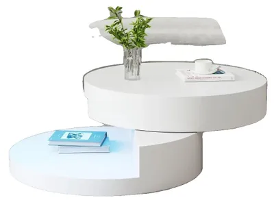 Obrázok produktu pre Konferenčný stolík, doska otočná o 360°, nosnosť 30 kg, biela valcovitá