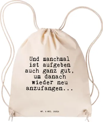 Produktbild von Mr. & Mrs. Panda Beutel Und manchmal ist aufgeben... - Transparent - Geschenk, Liebeskummer, baumwoll turnbeutel, Sprüche, Neuanfang, Exfreund, gym tasche, Sportbeutel