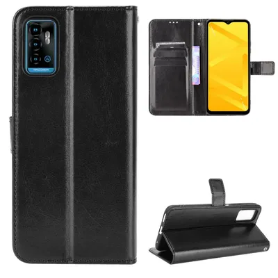Productafbeelding van König Design hoesje, compatibel met de ZTE Blade A71, kunstleren telefoonhoesje - telefoonhoesje, zwart