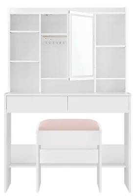 Produktbild von VASAGLE Schminktisch mit Beleuchtung, einstellbare Helligkeit, Hocker, Frisierti